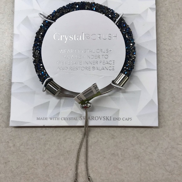 Blue and Gray Miniature Crystal Bangle Bracelet - Picture 2 of 4